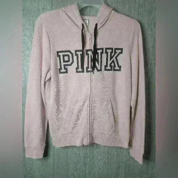 Victoria Secret Pink blush colored zipper hoodie size Large. - Picture 1 of 7